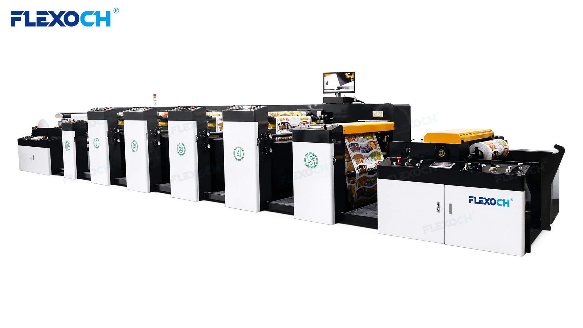 Máquina de impresión flexográfica en línea para materiales no tejidos